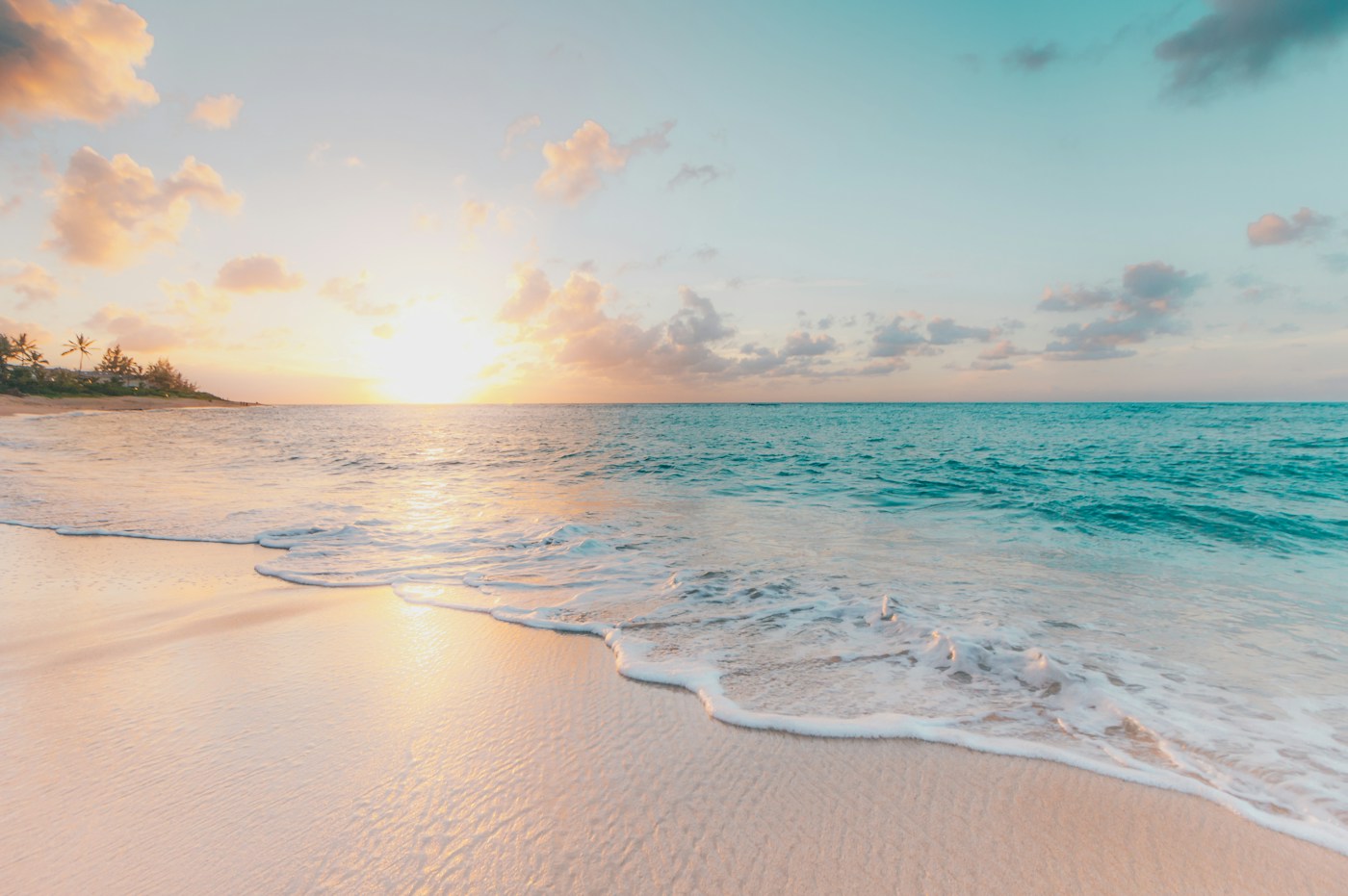 A sunlit coastline overlooking the sea